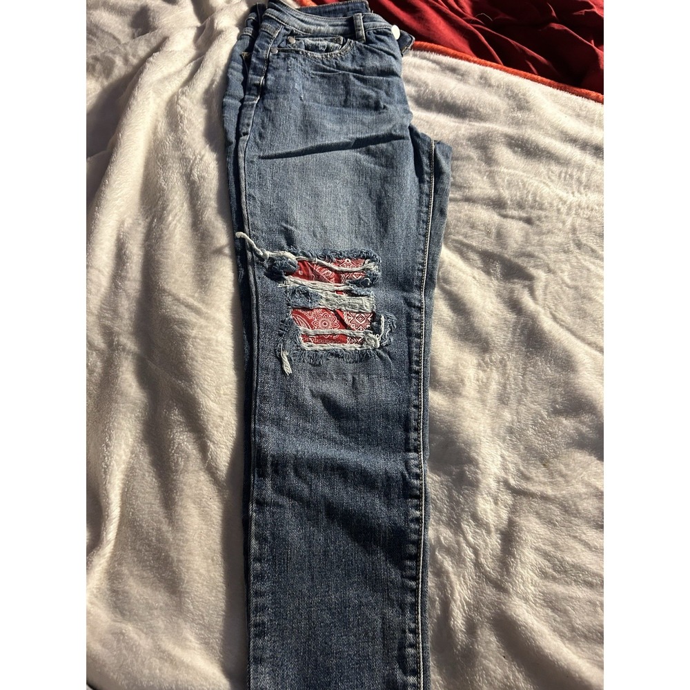 Versona Jeans Modern 2 Distressed Jeans Red Bandana Size 2